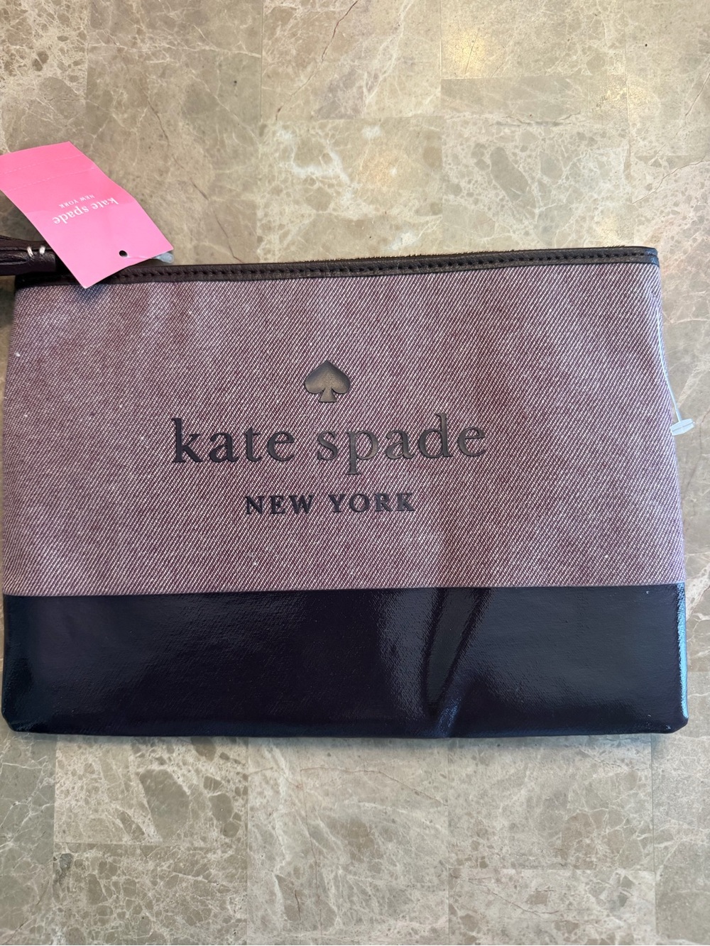 kate spade Two-Tone Dusty Pink and Black Cosmetic Pouch